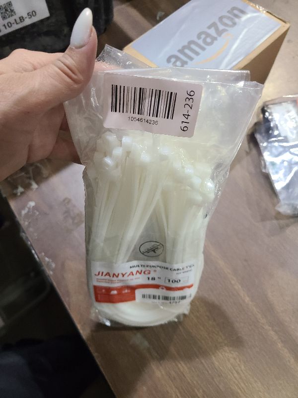 Photo 1 of 18 Inch Zip Ties Double Sided Toothed,120 LBS Tensile Strength Heavy Duty Cable Wire Ties With Self-Locking Adjustable More Durable Nylon Tie Wraps for Indoor Outdoor White?100 Pack?