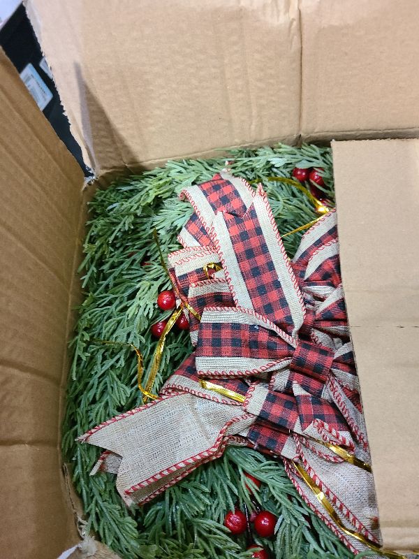 Photo 1 of 6 Pcs 14 Inch Small Christmas Wreath, Christmas Wreaths for Windows, Winter Mini Wreaths Christmas, Cabinet Wreaths for Kitchen, Window Decorations for Front Door Candle Rings Outdoor Indoor