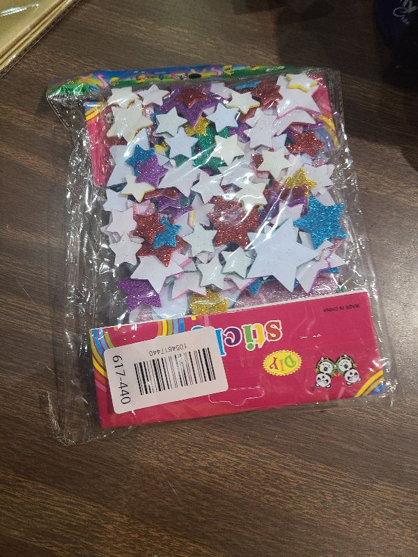 Photo 1 of 260 Pieces Colorful Glitter Foam Stickers Self Adhesive Stars Mini Heart Shapes Glitter Stickers, Kid's Arts Craft Supplies Greeting Cards Home Decoration Stars&Heart Shapes