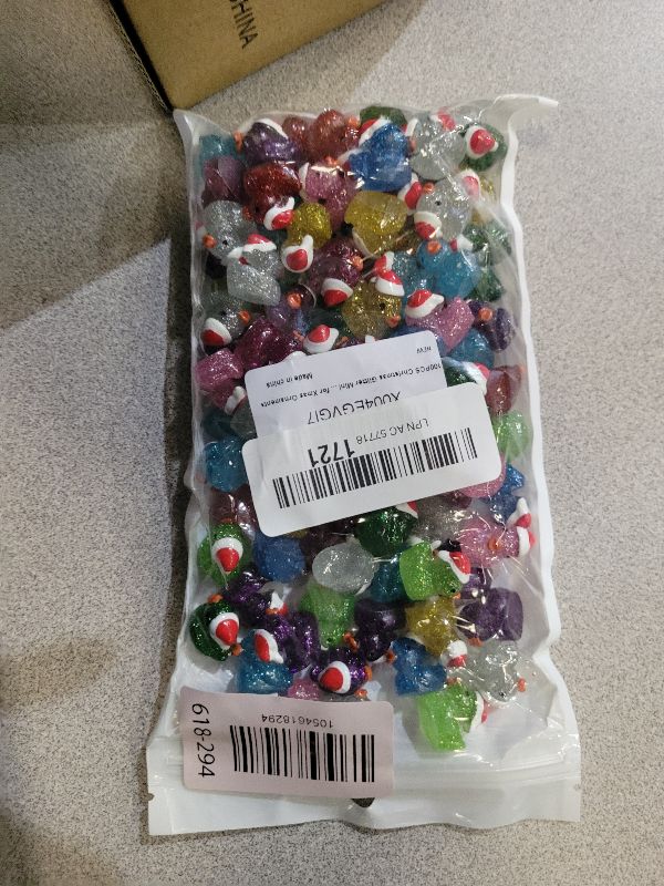 Photo 1 of 100PCS Christmas Glitter Mini Resin Ducks, Luminous Miniature Figures Tiny Ducks Micro Landscape Garden Aquarium Dollhouse for Xmas Birthday Ornaments