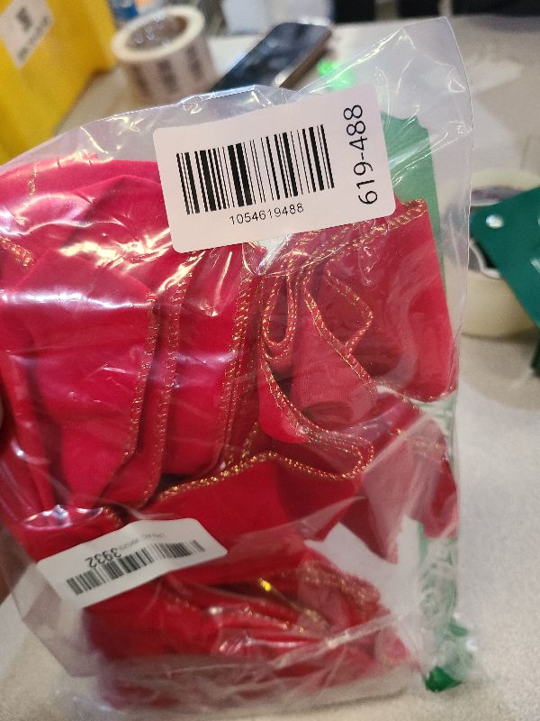 Photo 1 of 2 Pack Red Christmas Bows Outdoor Decorations,12”x20” Large Christmas Tree Topper Bow, Velvet Wreath Bow with Glitter Gold Edge for Xmas Home Front Door Decor