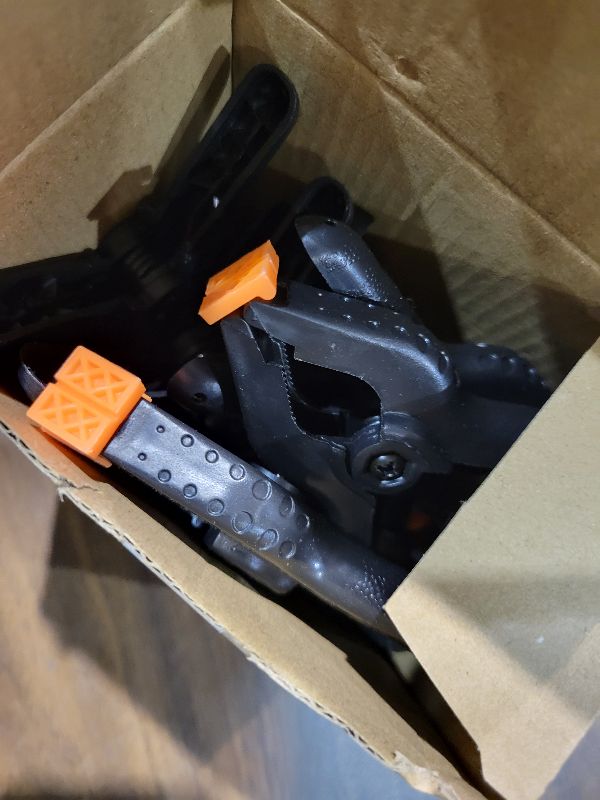 Photo 1 of 12 Pack Plastic Spring Clamps, 3.5inch Small Heavy Duty Clips for Crafts, Backdrop Stand, Woodworking, Photography Studios (Black)