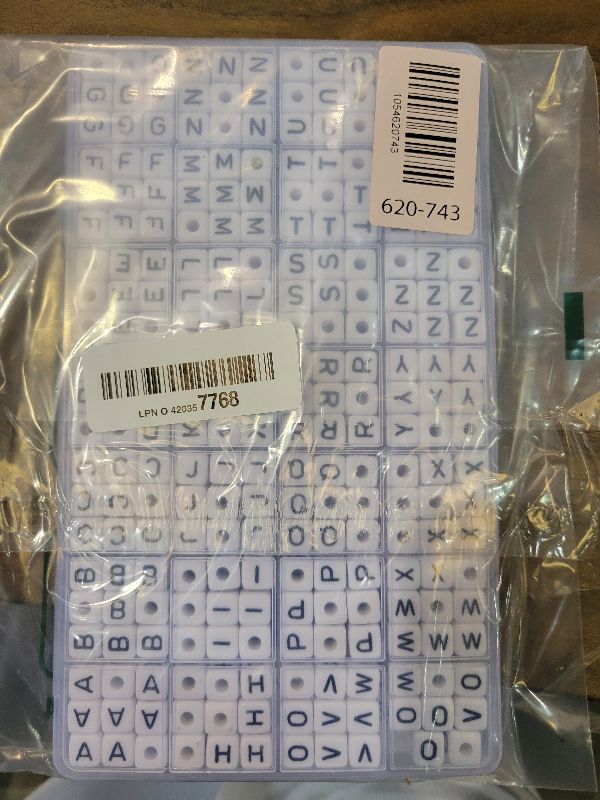 Photo 1 of 10x10mm Large Square Letter Beads, White Big Alphabet Beads for Keychains, Jumbo Letter Charms for Bag Charm, Lanyards, Holiday Garlands, Big Bead for Home Decor Craft (White-Black)