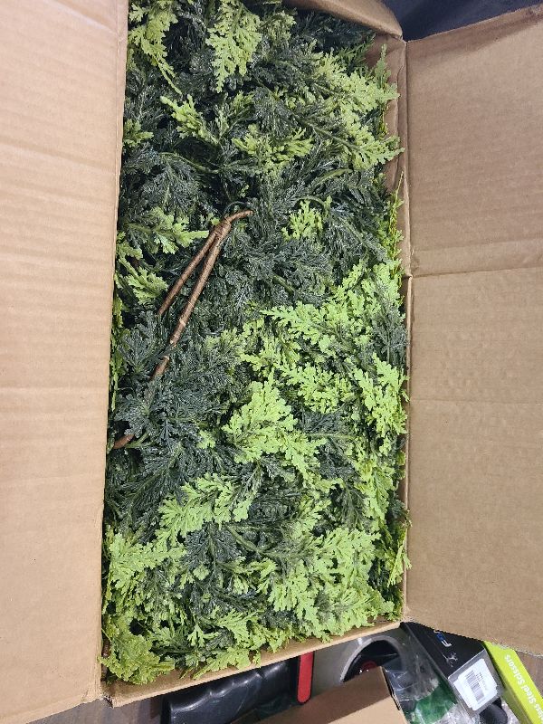 Photo 1 of 2 Pcs 6 FT Christmas Cedar Garland, Real Touch Soft & Thickness Greenery Pine Garland for Mantle Table Fireplace Outdoor Indoor Christmas Decorcorations