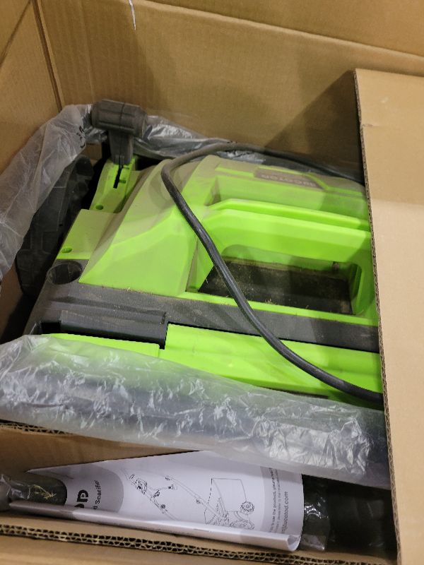 Photo 1 of 2-in-1 Electric Dethatcher and Scarifier, 13-Inch Raking & Scarifying, Turf Dethatcher & with 4-Position Height Adjustment, 14.5 gal Removable Thatch Bag for Lawn Health