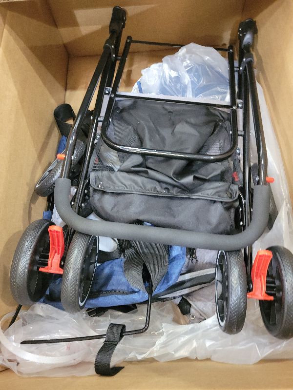 Photo 1 of 2-in-1 Foldable Pet Stroller with Canopy, 4 Wheels Pet Strolling Cart for Small/Medium Dogs and Cats with Removable Carrier,Breathable Mesh,Mom Tote Bag,Cup Holders,Easy Assembly,Grey+ Green