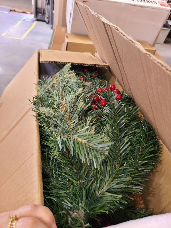 Photo 1 of 2 Set 30 Inch Outdoor Christmas Tree with LED Lights, Battery Powered & 6H Auto Timer, 8 Modes, Prelit Christmas Tree with Pine Cones Red Berries and Ball, Holiday Decor for Porch Yard Patio Pathway