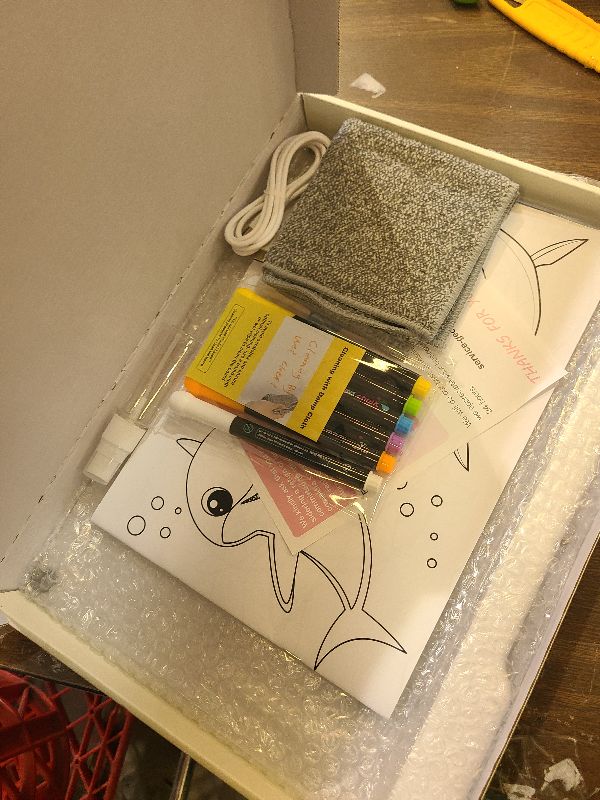 Photo 1 of 16-Inch Rechargeable Doodle Glow LED Note Board, 7-Color Light Modes, Neon Art Dry Erase Light Up Drawing Pad with Built-in Stand, Sketching Gift Toy for Kids/Girls/Teens, 5 Markers & Tracing Book