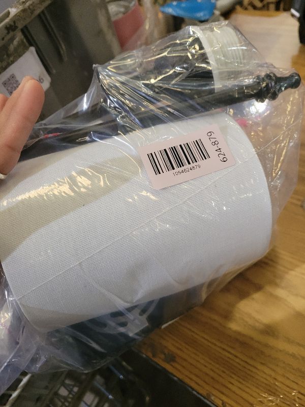 Photo 1 of 19.9 Inch Black Battery Operated Wall Sconces Set of 2, Rechargeable Wireless Wall Lights with Remote & White Fabric Shade, Indoor Not Hardwired Dimmable Wall Lamps for Living Room, 2 Bulbs Included