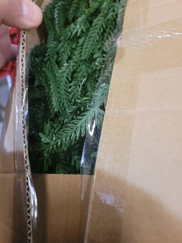 Photo 1 of 2 Pack 6FT Real Touch Norfolk Pine Garland – Artificial Evergreen Greenery Christmas Decoration for Mantel, Staircase, Table, Indoor Outdoor Rustic Farmhouse Winter Holiday Decor