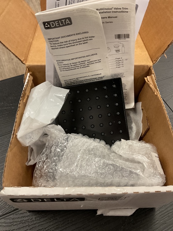 Photo 1 of Delta Faucet Modern 14 Series Matte Black Shower Faucet, Tub and Shower Trim Kit with Single-Spray Touch-Clean Black Shower Head, Matte Black T14467-BL-PP (Valve Not Included)