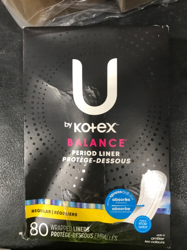 Photo 1 of U by Kotex Balance Wrapped Panty Liners, Regular Length, 80 Count (Packaging May Vary)