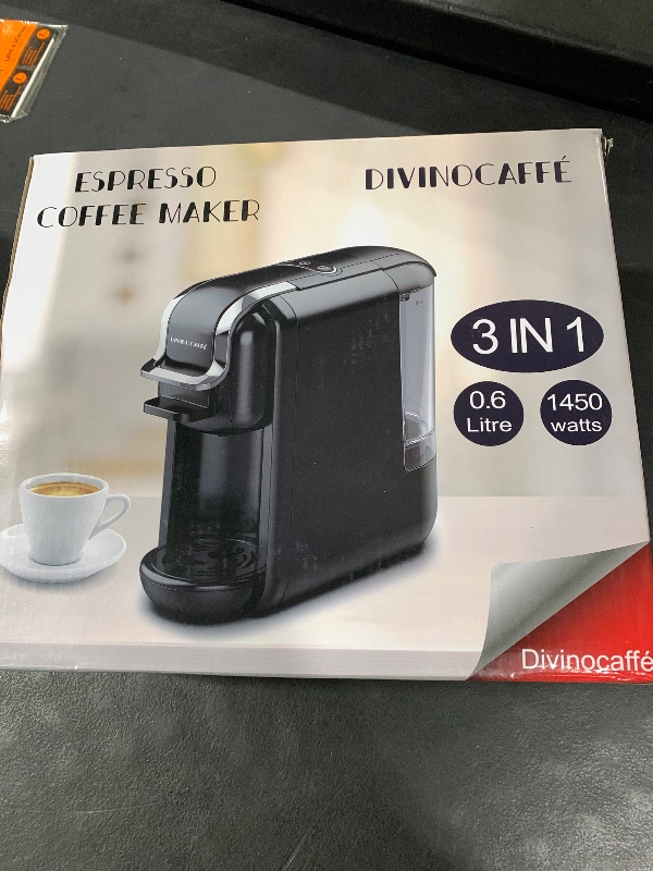 Photo 1 of DIVINOCAFFÉ Espresso Maker for Nespresso Capsule, Lavazza Blue Capsule & Coffee Powder, 19 Bar Pump Pressure Makes Authentic Espresso Coffee, Mini Espresso Coffee Machines with Removable Water Tank.