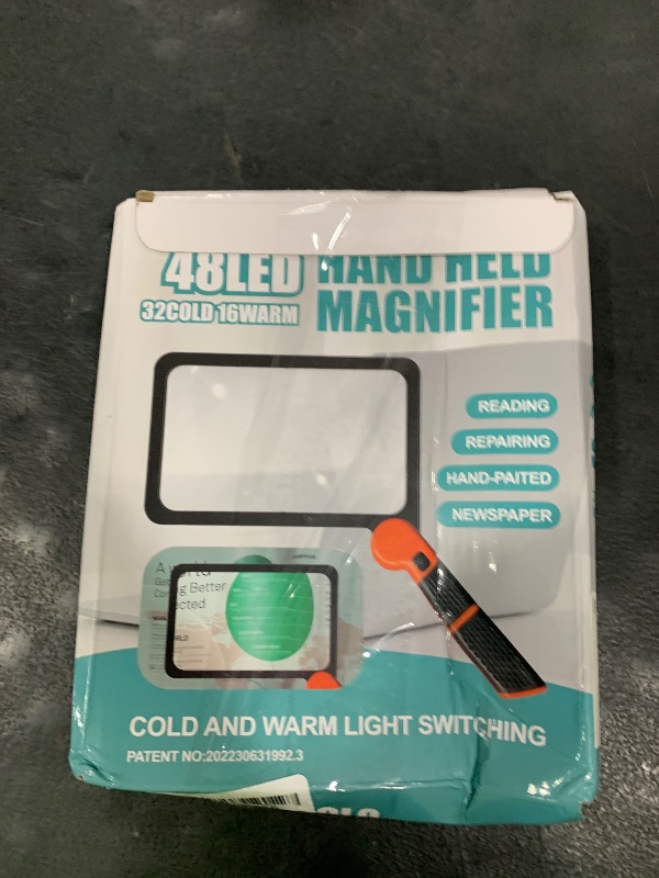 Photo 1 of Large Magnifying Glass with Light, Full Page 5X Magnifier 48LED Cold & Warm Light with 3 Modes, Folding Handheld Illuminated Lighted Magnifier for Seniors Low Vision Reading Inspection