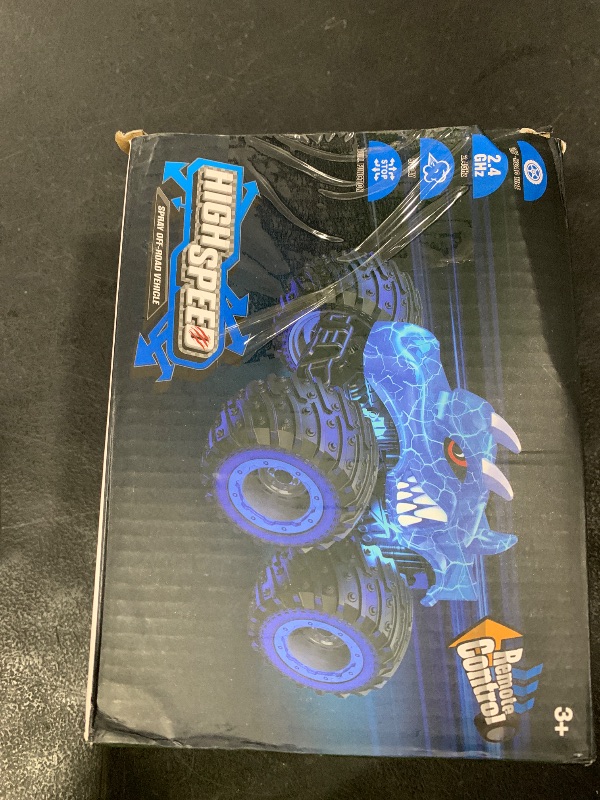 Photo 1 of AUUGUU Remote Control Car, 2.4GHz Monster Trucks Toys with Light Spray, Birthday Gift for Kids 3 4 5 6 7 8, All Terrain RC Cars, Toddler Toys for Boys Girls 3+ Year Old