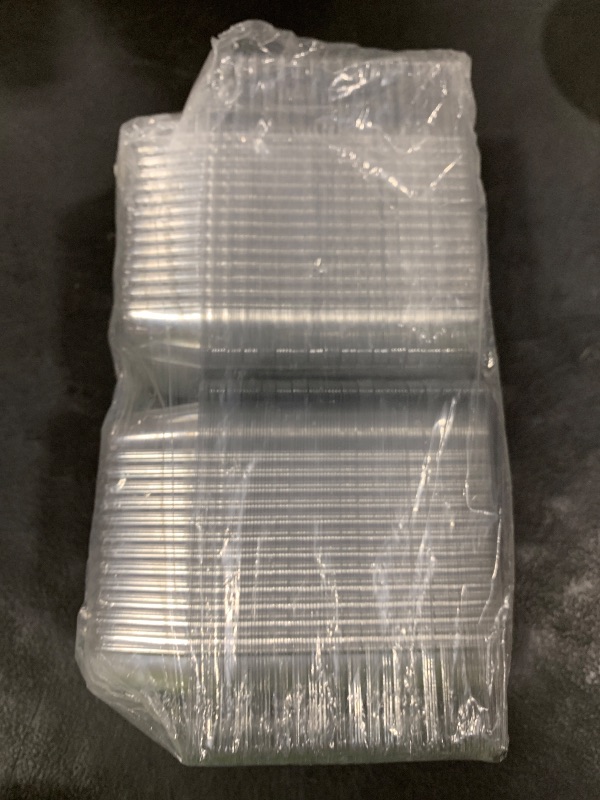 Photo 1 of Zezzxu 100 Pack Clear Plastic Take Out Food Containers, Square Cake Slice Containers with Hinged Lids, Disposable To Go Boxes for Cookies, Desserts, Fruits, Salads, Sandwiches