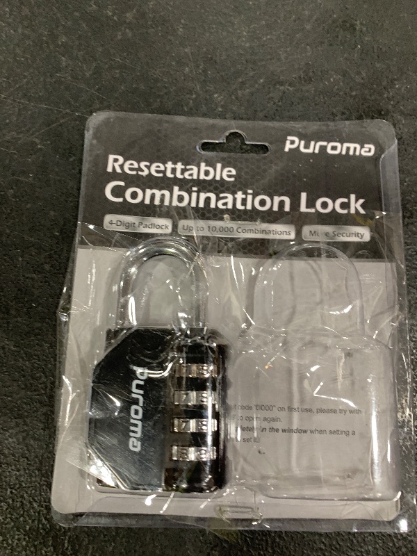 Photo 1 of Puroma 1 Pack Combination Lock for Locker 4 Digit Outdoor Waterproof Padlock for School, Gym, Sports, Fence, Toolbox, Gate, Case, Outdoor, Hasp Storage (Black)