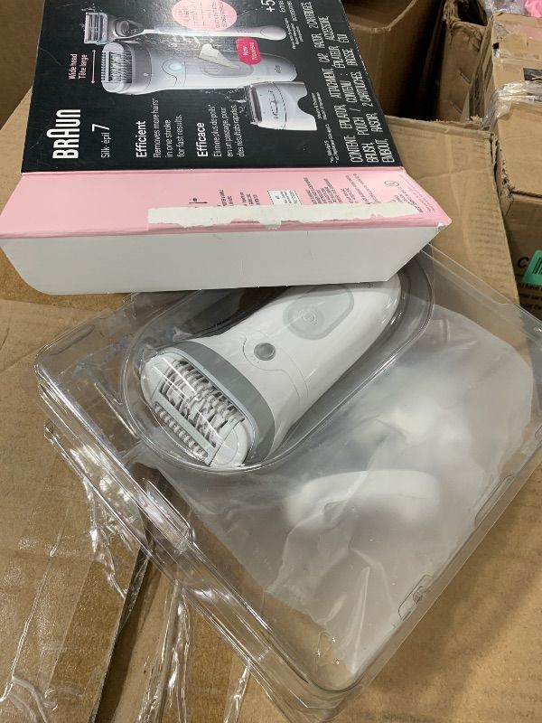 Photo 1 of Braun Silk-épil 7 Epilator, Wet and Dry, Wide Head, Includes Venus Intimate Razor, Shaver Head and Trimmer Comb, SE7-141