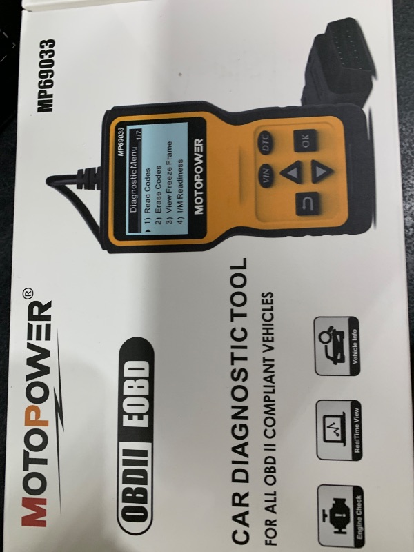 Photo 1 of MOTOPOWER MP69033 Car OBD2 Scanner Code Reader Engine Fault Scanner CAN Diagnostic Scan Tool for All OBD II Protocol Cars Since 1996, Yellow