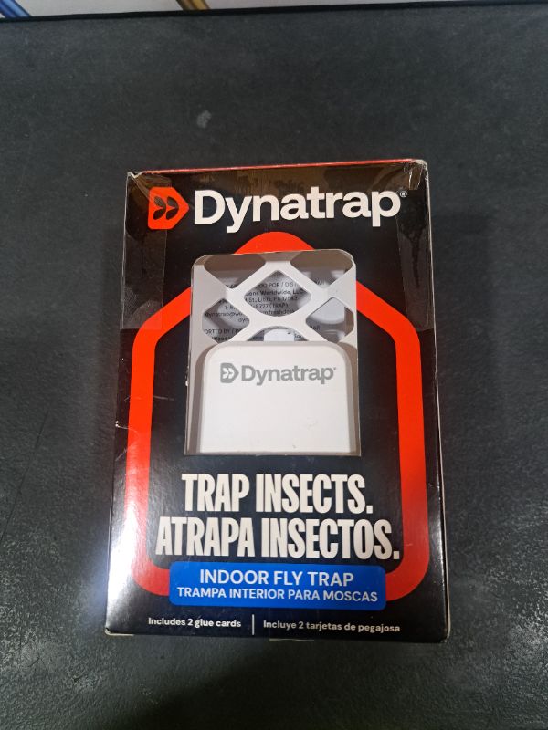 Photo 1 of Dynatrap DT3007W Indoor Plug-in Flying Insect Trap for Flies, Fruit Flies, Moths, Gnats, and Other Flying Insects - 1 White Device + 2 Glue Cards