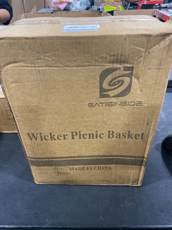 Photo 1 of Multifunctional Wicker Picnic Basket Set for 2 with Blanket and Picnic Table, Insulated Picnic Set with Full Tablewares for Camping Outdoor Couples,Natural