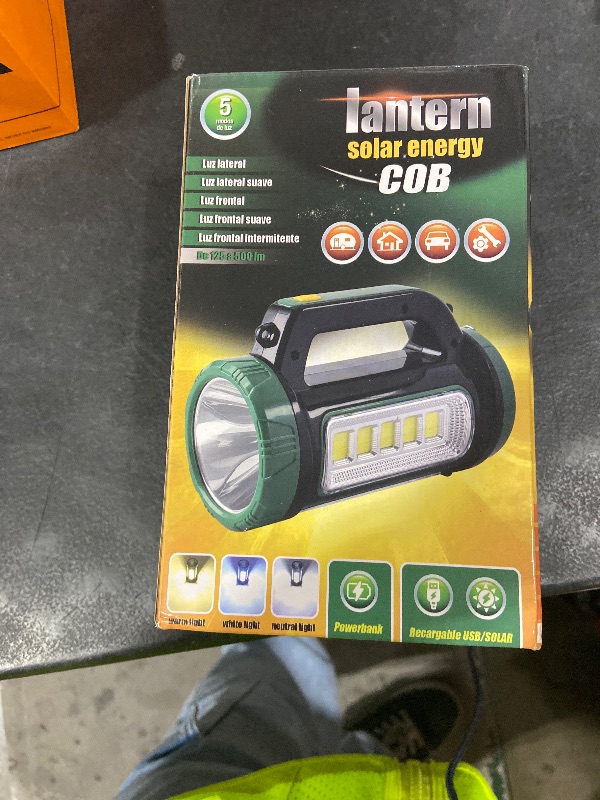 Photo 1 of Solar Rechargeable LED Searchlight Spotlights, Super Bright 10000LM Handheld Spotlight Lantern, Multifunctional LED Lamp Camping Work Light, 6 Light Modes, IPX4 Waterproof