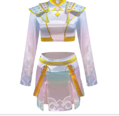 Photo 1 of BAEHEU Adult Cosplay Outfit Golden Costume Jacket Shirt Skirt Halloween Full Set (Golden, Large)