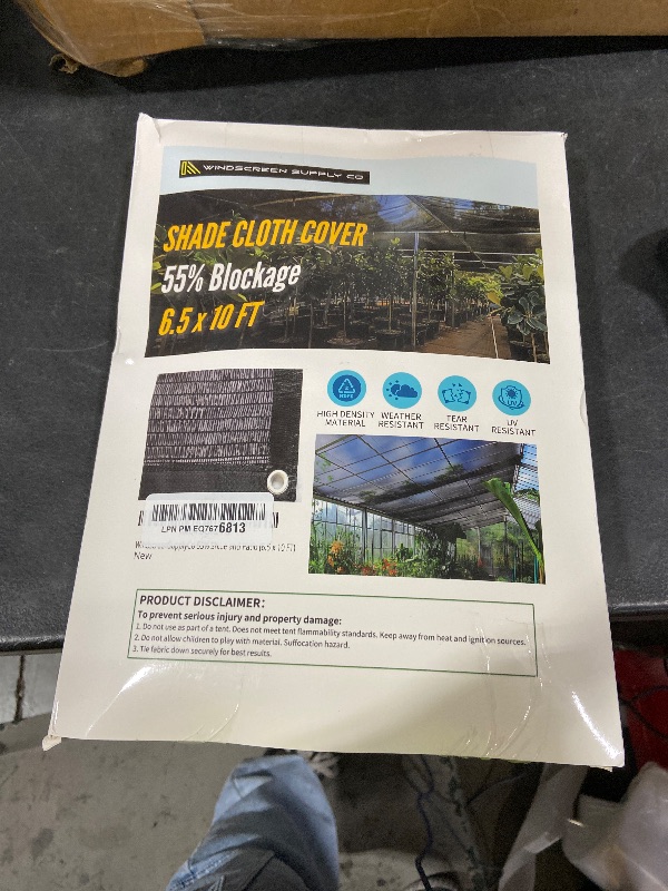 Photo 1 of [WindscreenSupplyCo] 55% 6.5 x 10 FT Shade Cloth Sun Shade Net with Grommets Sunblock Mesh Tarp for Garden Plants Cover Greenhouse and Patio