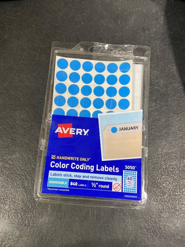 Photo 1 of Avery Color-Coding Removable Labels, 1/2 Inch Round Stickers, Light Blue, Non-Printable, 840 Dot Stickers Total (5050)