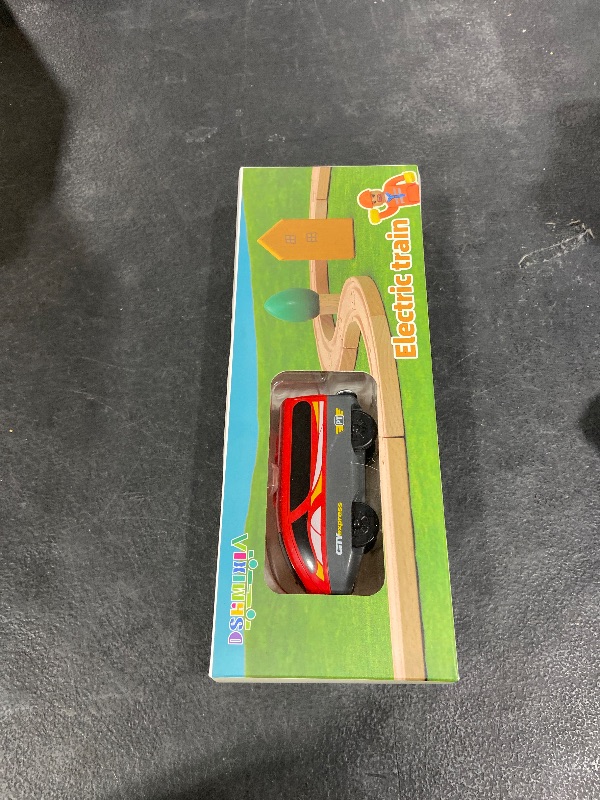 Photo 1 of DSHMIXIA Battery Operated Trains for Wooden Train Track Set Locomotive with Light for Toddlers 3 4 5 Year Old Boys Red High Speed Magnetic Couplings with Passengers(Without Battery)