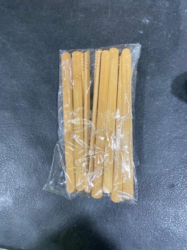 Photo 1 of 7 Inch Bamboo Kitchen Utensil Tongs, Reusable Bamboo Toast Tongs for Toast, Kimchi, Fruit and Tea, 8 Pcs.