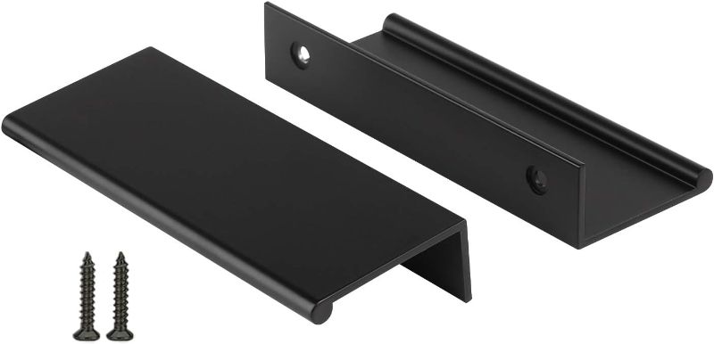 Photo 1 of Peaha 10 Pack Black Cabinet Pulls Kitchen Handles 3 inch Aluminum Alloy Edge Finger Pull Dresser Drawer Handles