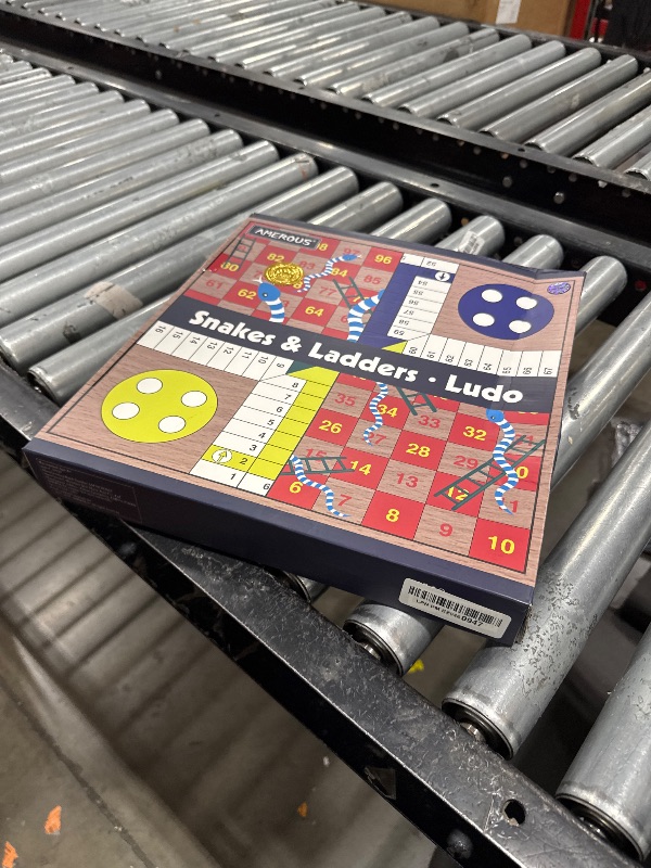 Photo 1 of AMEROUS 12 inches Wooden Ludo Board Game - Snakes and Ladders, 2 in 1 Reversible, 1-4 Players Family Dice Games Set for Kids, Adults, Classics Tabletop Version (Gift Box Packed)
