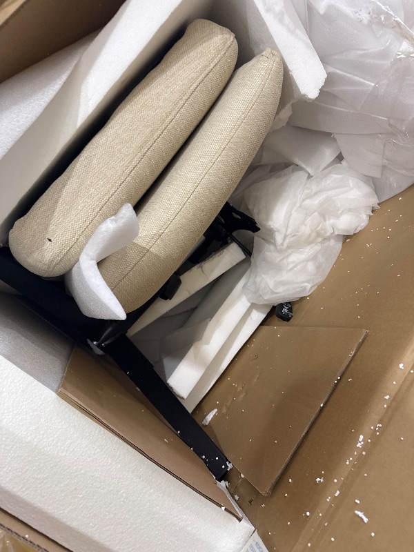 Photo 1 of Criss Cross Legged Office Chair with Wheels and Flip-Up Arms, Upholstered Criss Cross Desk Chair, Wide Seat Chairs for Home Office, Vanity, Apartment, Beige