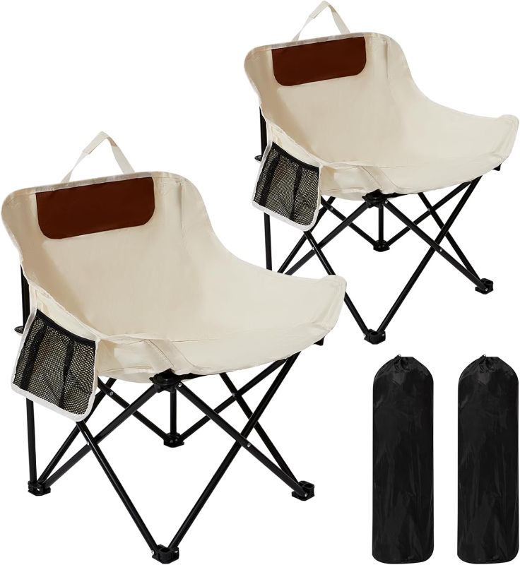 Photo 1 of SHANQUAN 2 Pack Folding Camping Chair, Compact Camp Chair,Outdoor Lawn Portable Lightweight Backpacking Chair with Carrying Bag for Outdoor Camp,Travel,Beach,Picnic,Fishing, Hiking (Beige)