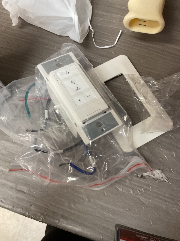 Photo 1 of Dimmer Switch with 4-Speed Fan Control, 2-in-1 Light and Fan Combo Wall Control, Single Pole, Neutral Wire Required, White, Works for Hampton Bay/Hunter/Westinghouse/Honeywell/Other Fan Lights