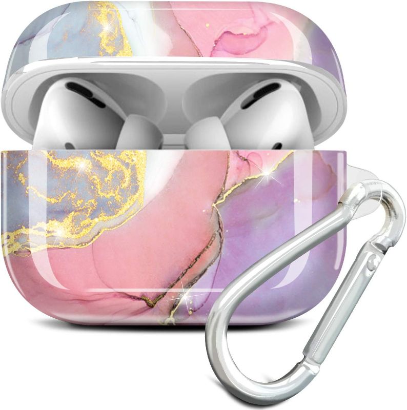 Photo 1 of Compatible with AirPods Pro 2019 / Airpods Pro 2nd Generation Case Cover Gold Sparkle Glitter Marble Design Cute Full Protective Silicone TPU Skin Accessories for Women Girl Pink Purple