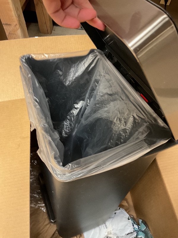 Photo 1 of Rubbermaid Premier Series III Step-On Trash Can for Home and Kitchen, with Stainless Steel Rim, 12.4 Gallon, Charcoal, for Home/Kitchen/Garage/Apartment/Office