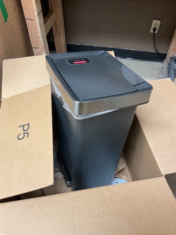Photo 1 of Rubbermaid Premier Series III Step-On Trash Can for Home and Kitchen, with Stainless Steel Rim, 12.4 Gallon, Charcoal, for Home/Kitchen/Garage/Apartment/Office