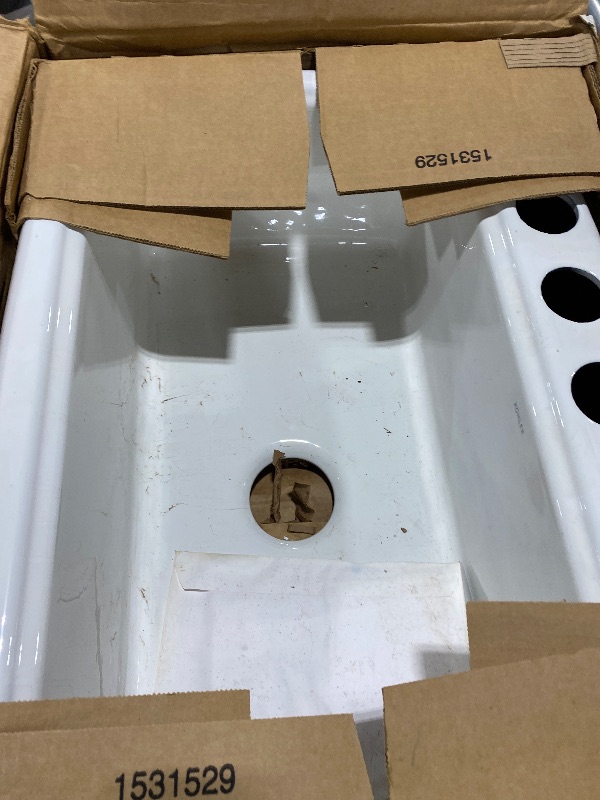 Photo 1 of KOHLER K-5864-5U-0 Cape Dory 33" Undermount Single Bowl Kitchen Sink, White, 9" Depth, Five oversized faucet holes
