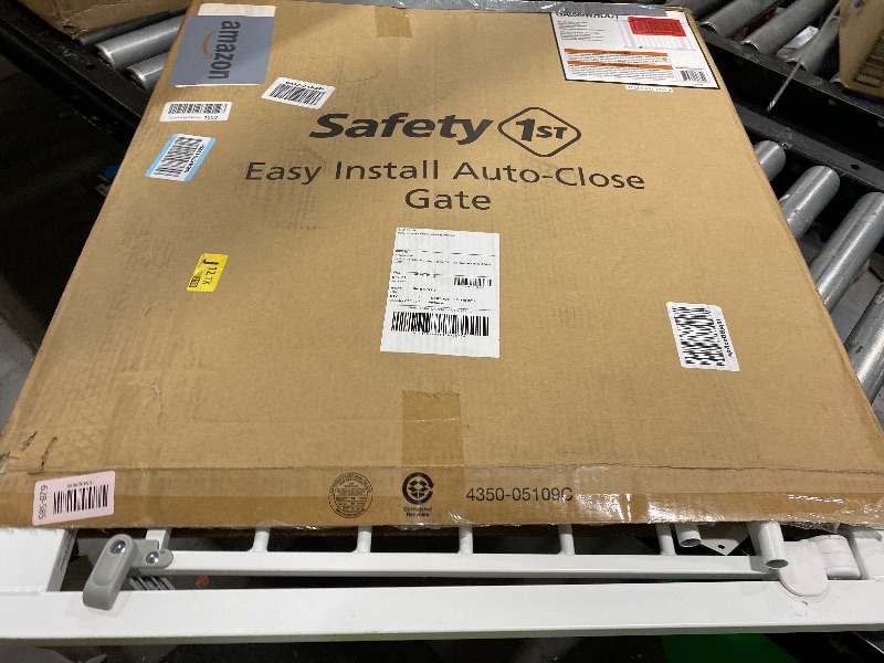 Photo 1 of Safety 1st Easy Install Baby Gate for Doorways, Auto-Close Pressure-Mounted Magnetic Latch, Indoor Dog Gates, No Drilling, Fits 29"-38", White