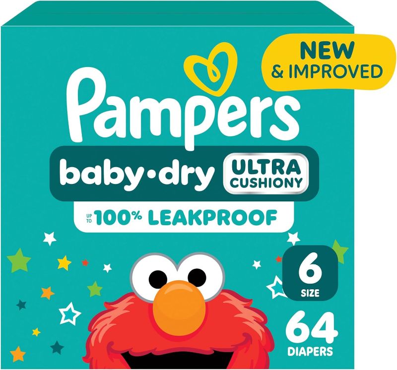Photo 1 of Pampers Diapers - Baby Dry - Size 6, 64 Count, Absorbent Disposable Infant Diaper (Packaging May Vary)
