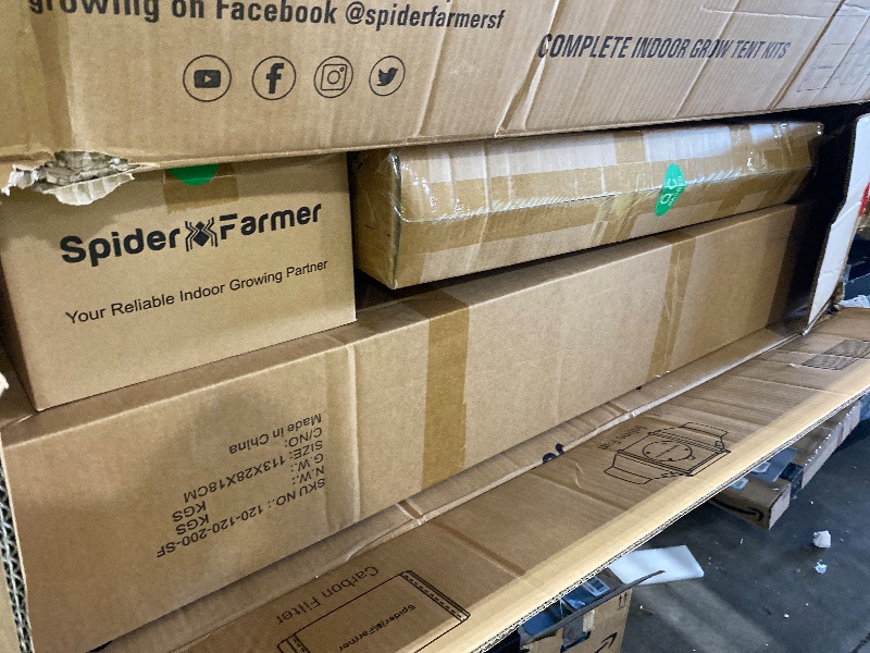 Photo 1 of Spider Farmer Grow Tent Kit Complete 4x4ft SF4000 Dimmable Samsung LM301H EVO LED Diodes, 450W Complete System 4x4x6.6 Grow Tent Set 48"x48"x80" with 6" Ventilation System & 6'' Clip Fan