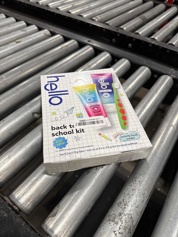Photo 1 of hello Kids Toothbrush and Kids Toothpaste Back to School Kit, Includes Wide Grip Toothbrush and 2 Fluoride Toothpastes with Bonus Activity Book Inside, for Ages 3 and Older