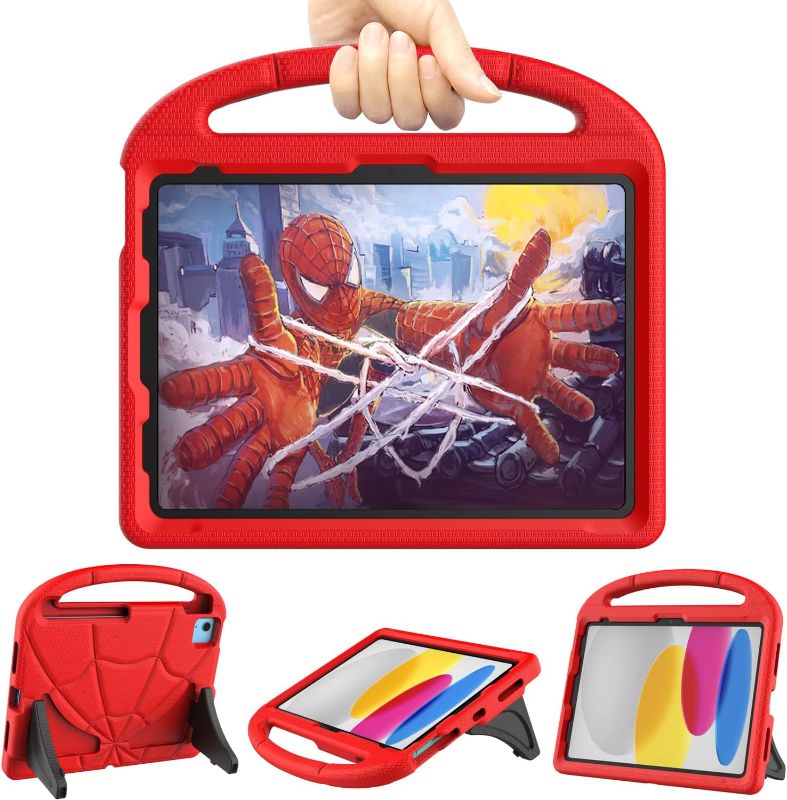 Photo 1 of Lainergie Kids Case for iPad (A16) 11th/10th Generation 2025/2022, iPad 10.9 Case 10th Generation Lightweight Shockproof Kids Friendly Cover with Handle Kickstand for 10.9” iPad 10th Gen 2022, Red