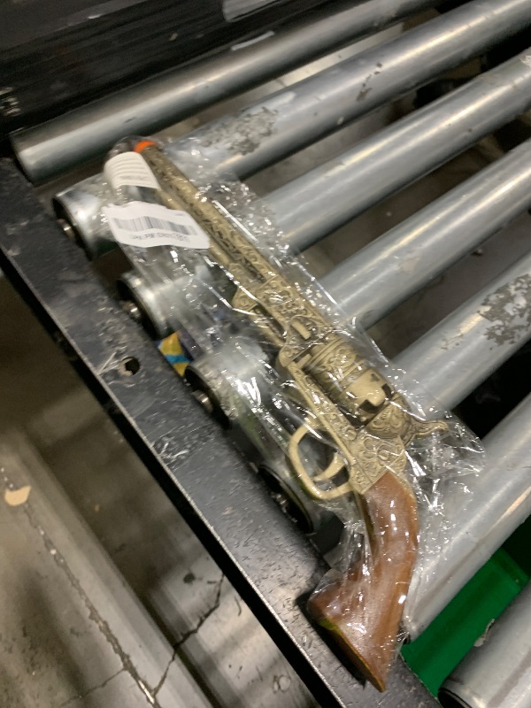 Photo 1 of 13-Inch Decorative Western Classic Revolver Style, Body SMB-110 with Ornate Engravings, Suitable for Decoration, Collecting, Costuming and Cosplay, Role-Playing, Halloween (Gold)