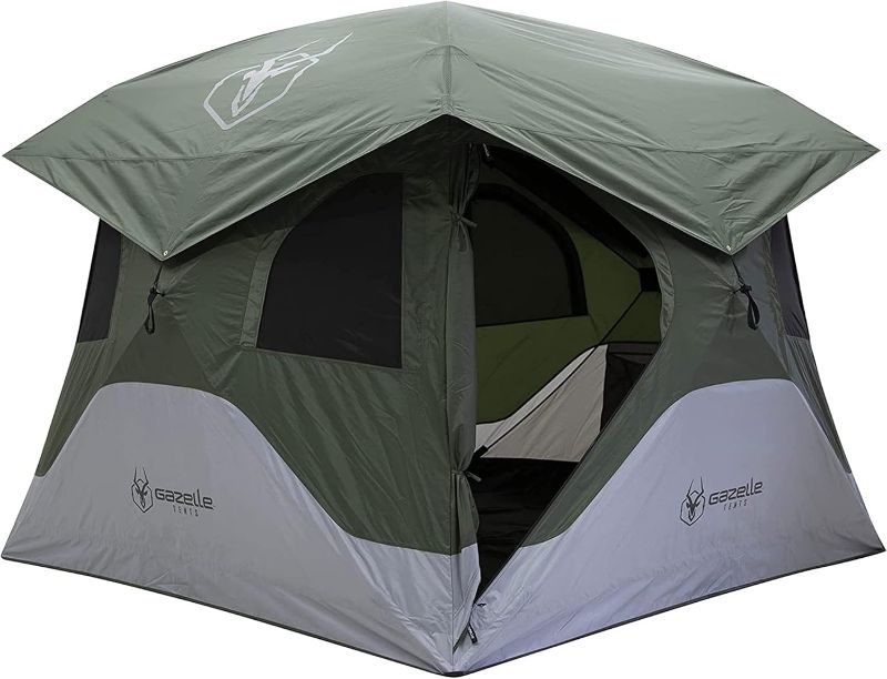 Photo 1 of Gazelle Tents™ T4 Hub Tent, Easy 90 Second Set-Up, Waterproof, UV Resistant, Removable Floor, Ample Storage Options, 4-Person, Alpine Green, 94" x 94" x 78", GT400GR