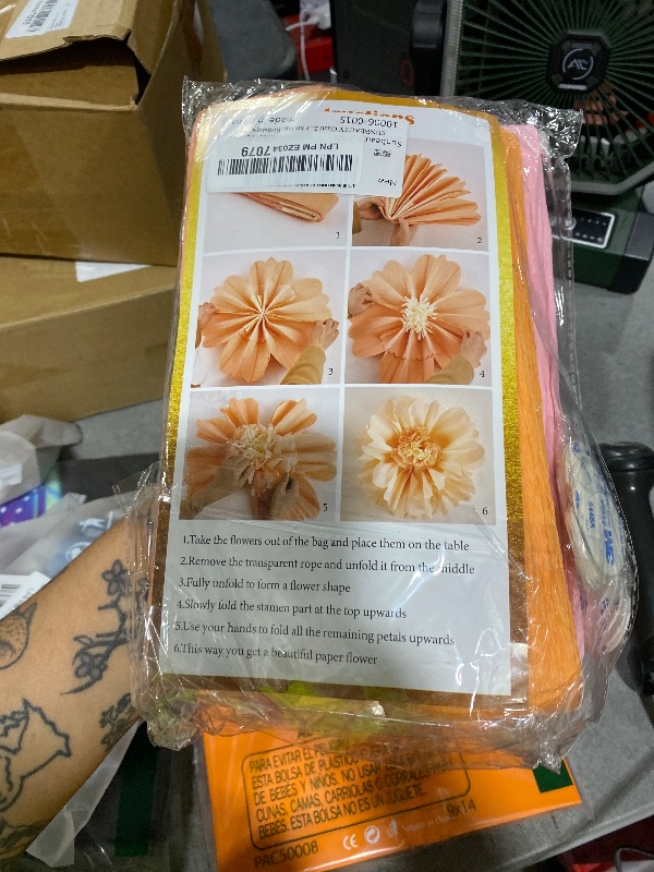 Photo 1 of SUNBEAUTY 4 PCS 20" Hot Pink Orange Fall Birthday Party Decorations Giant Paper Flowers Large Crepe Tissue Pompoms Sunset Autumn Women Girls DIY for Wedding Backdrop Bridal Baby Shower Thanksgiving