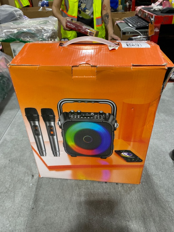 Photo 1 of Karaoke Machine, Portable Bluetooth Speaker with 2 Wireless Microphones for Adults & Kids with Lights, Karaoke Microphone with PA System Supports USB/TF/REC/FM/AUX for Home Party Home System Packages