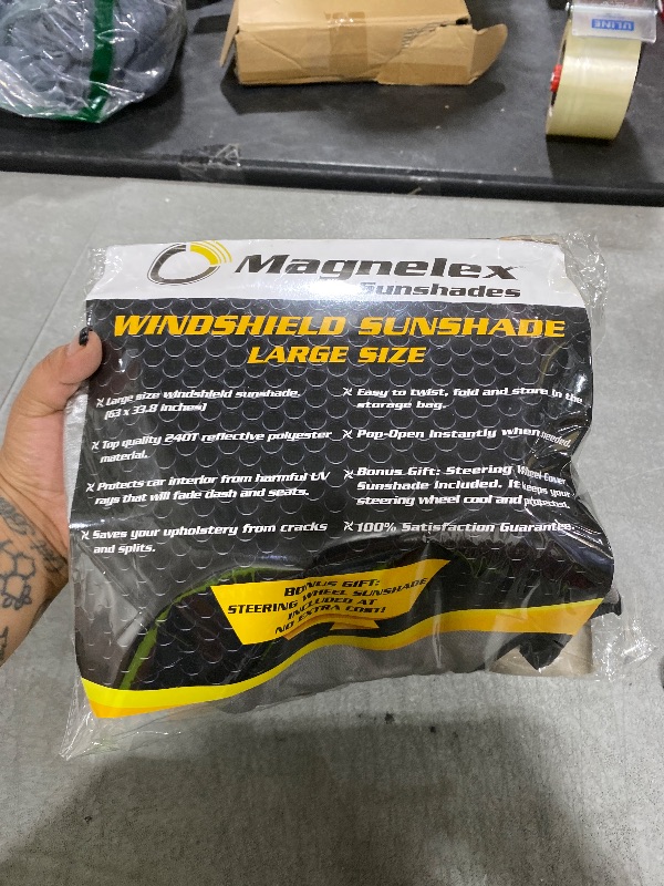 Photo 1 of Magnelex Car Windshield Sunshade | Innovative No-Light-Pass Technology for Maximum Protection | Foldable Sun Shade Keeps Your Vehicle Cool | Fit for Cars, Trucks, and SUVs | Large (63 x 33.8 in)
